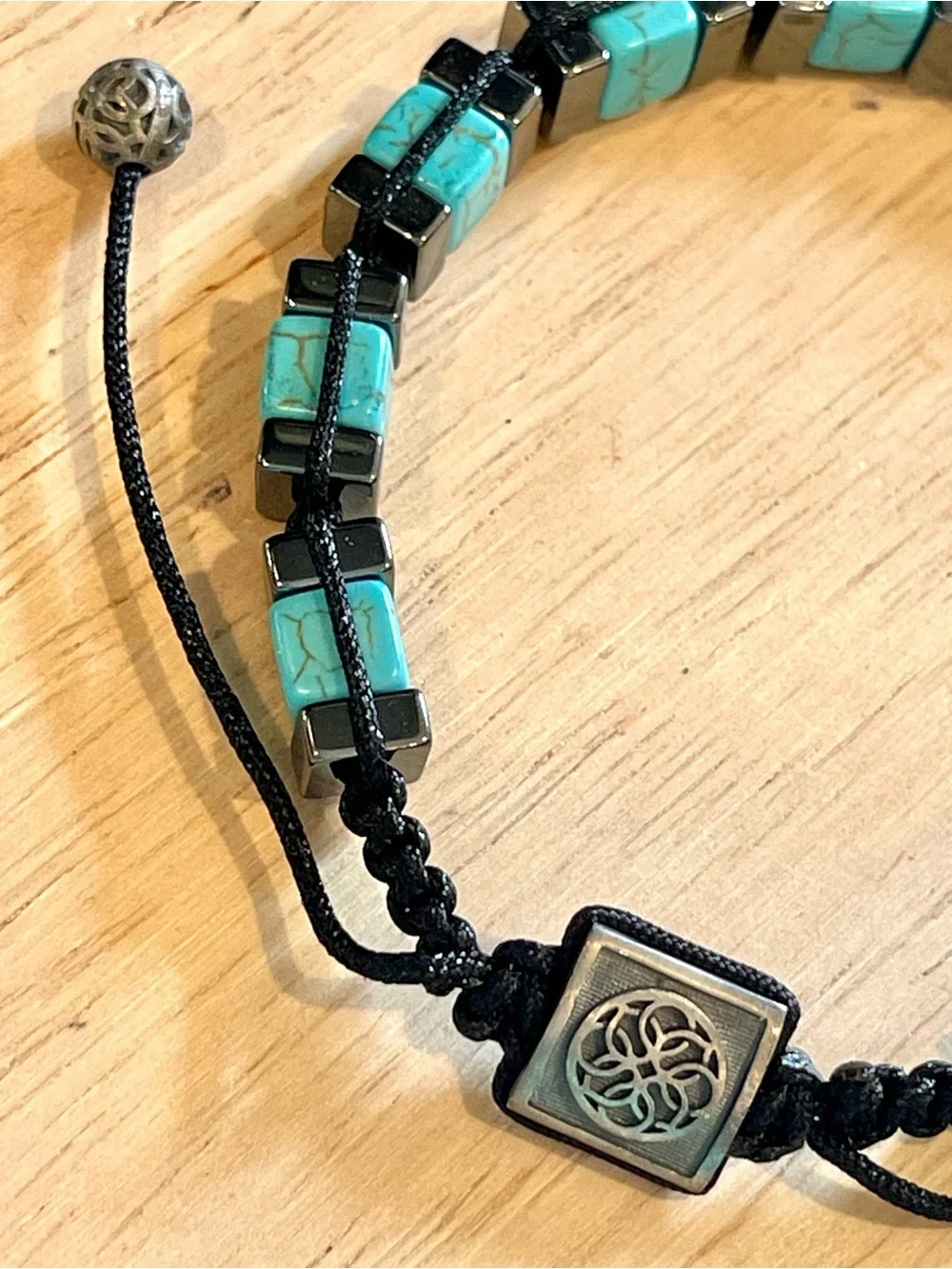 🌑Otta Silver 925 Turquoise & Hematite Macrame Beaded Bracelet🌑